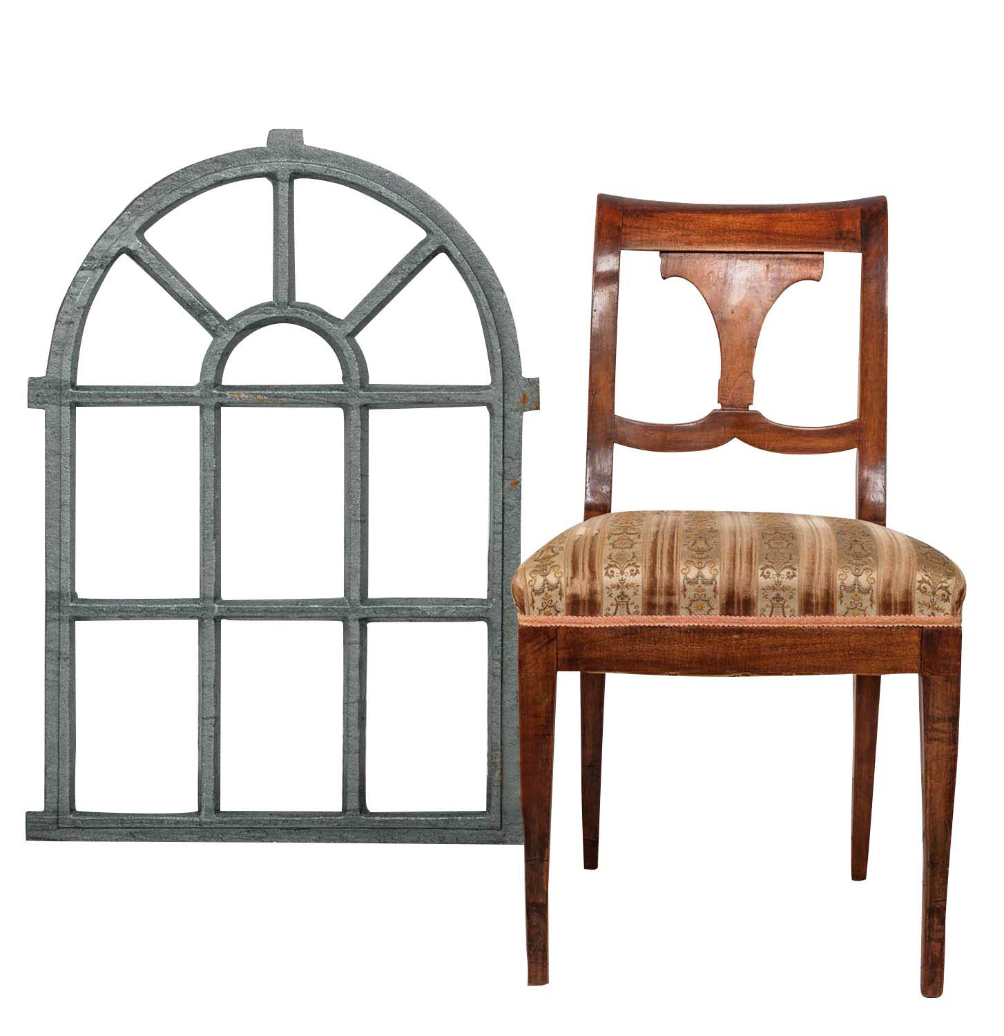 aubaho-F15-G-2 Fenster grau Stallfenster Eisenfenster Scheunenfenster Eisen 92cm Antik-Stil (z)