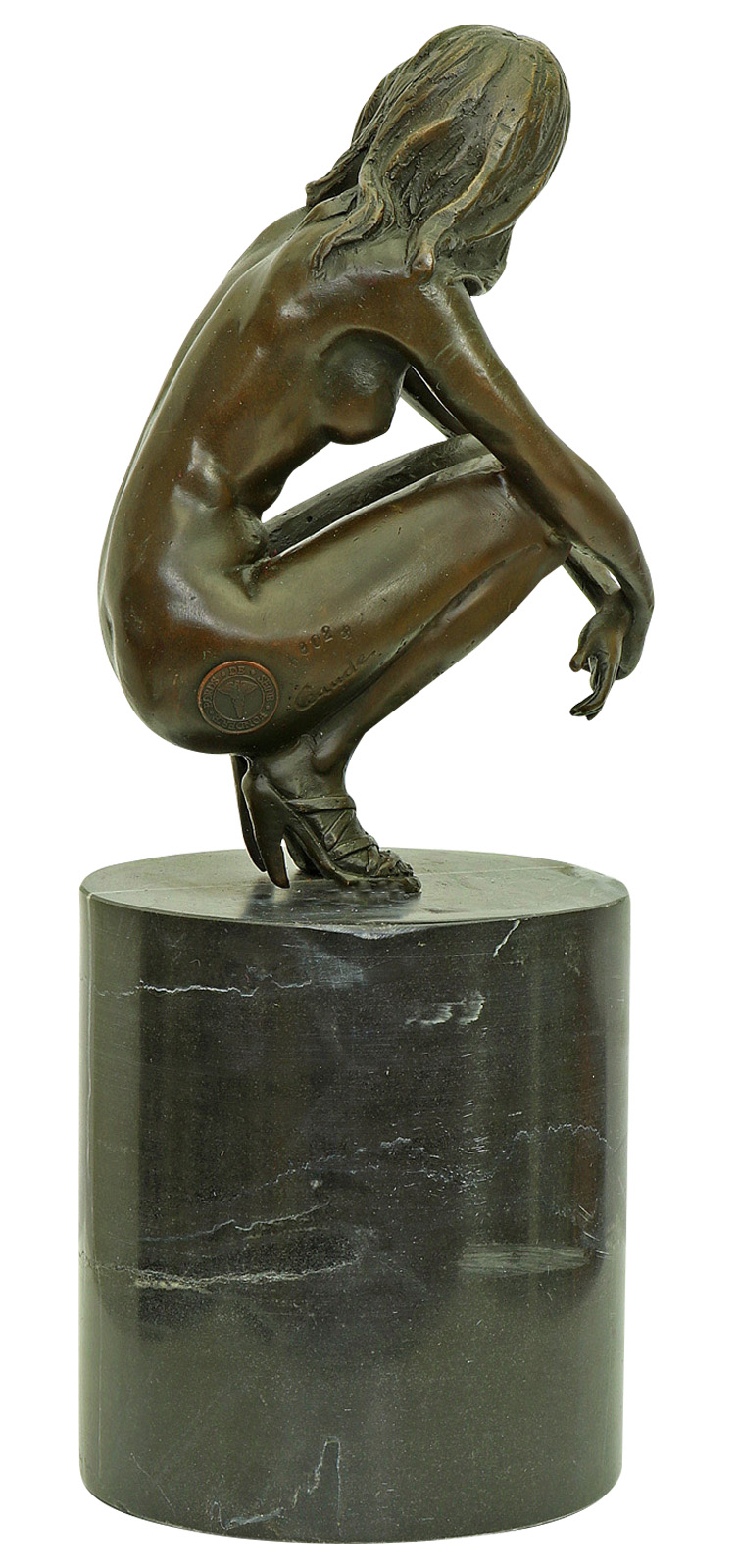 KF-45_Seite_2 Bronzeskulptur Erotik erotische Kunst Frau Antik-Stil Bronze Figur Statue 27cm