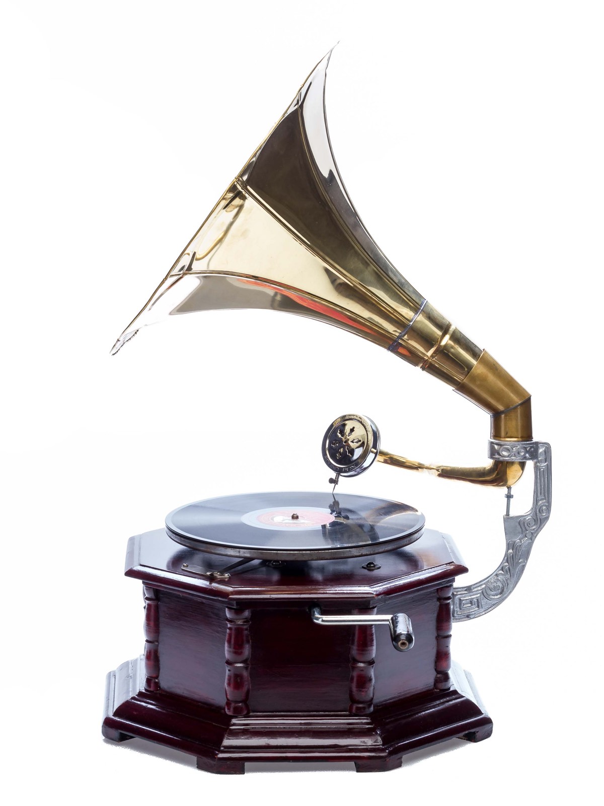 grammophon-aubaho-2 Grammophon Gramophone Trichter Grammofon mit Schellack Platte im Antik-Stil