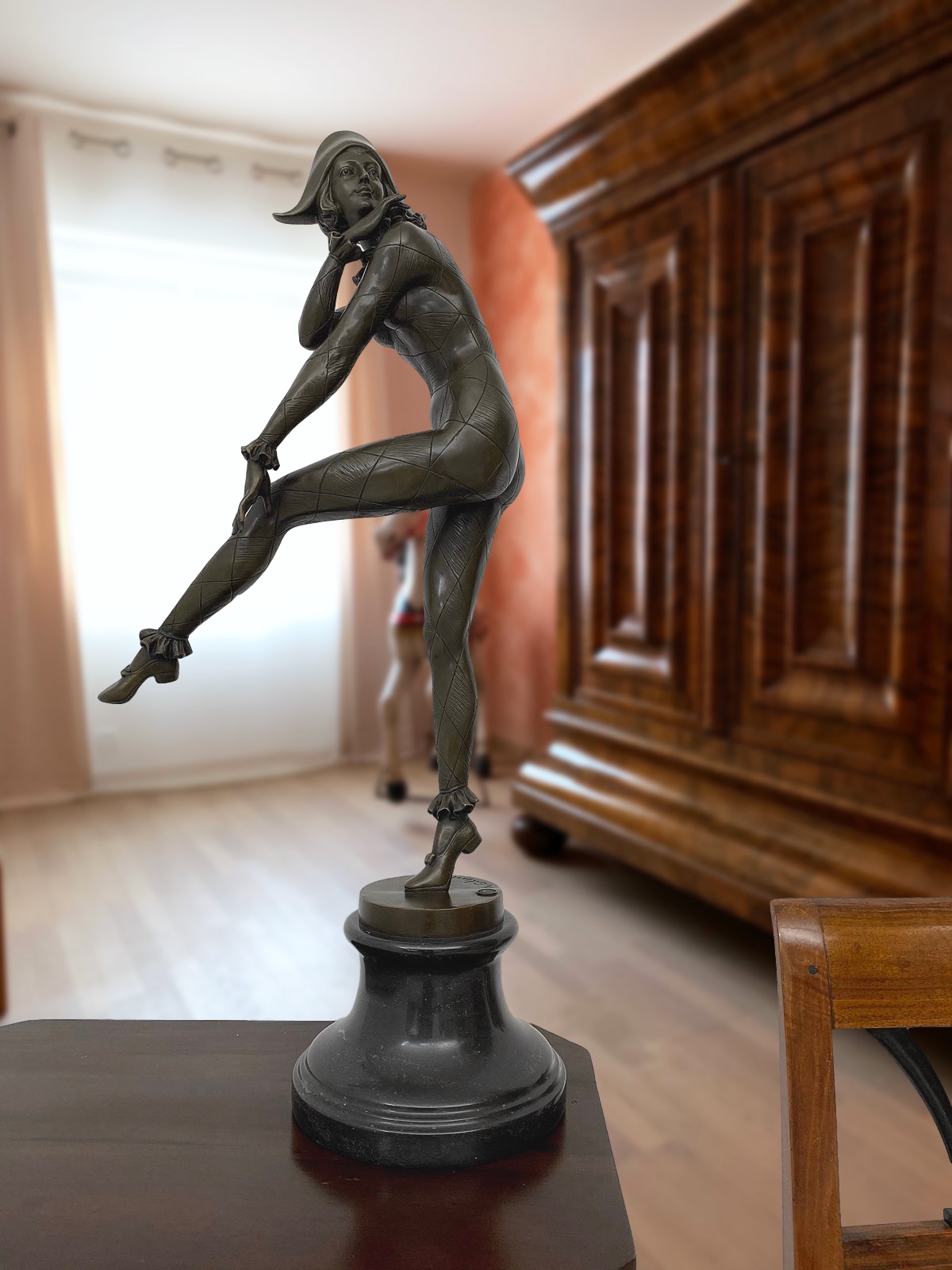 KF-29d Bronzeskulptur Harlekin Frau nach Alfred Gilbert Bronze Figur 72cm Replik Kopie