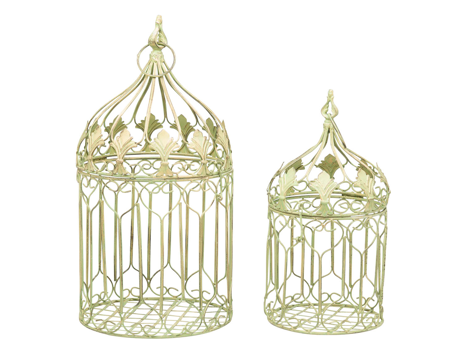 2x Vogelkäfig grün Vogel Käfig Deko antik Stil Metall Dekokäfig bird cage