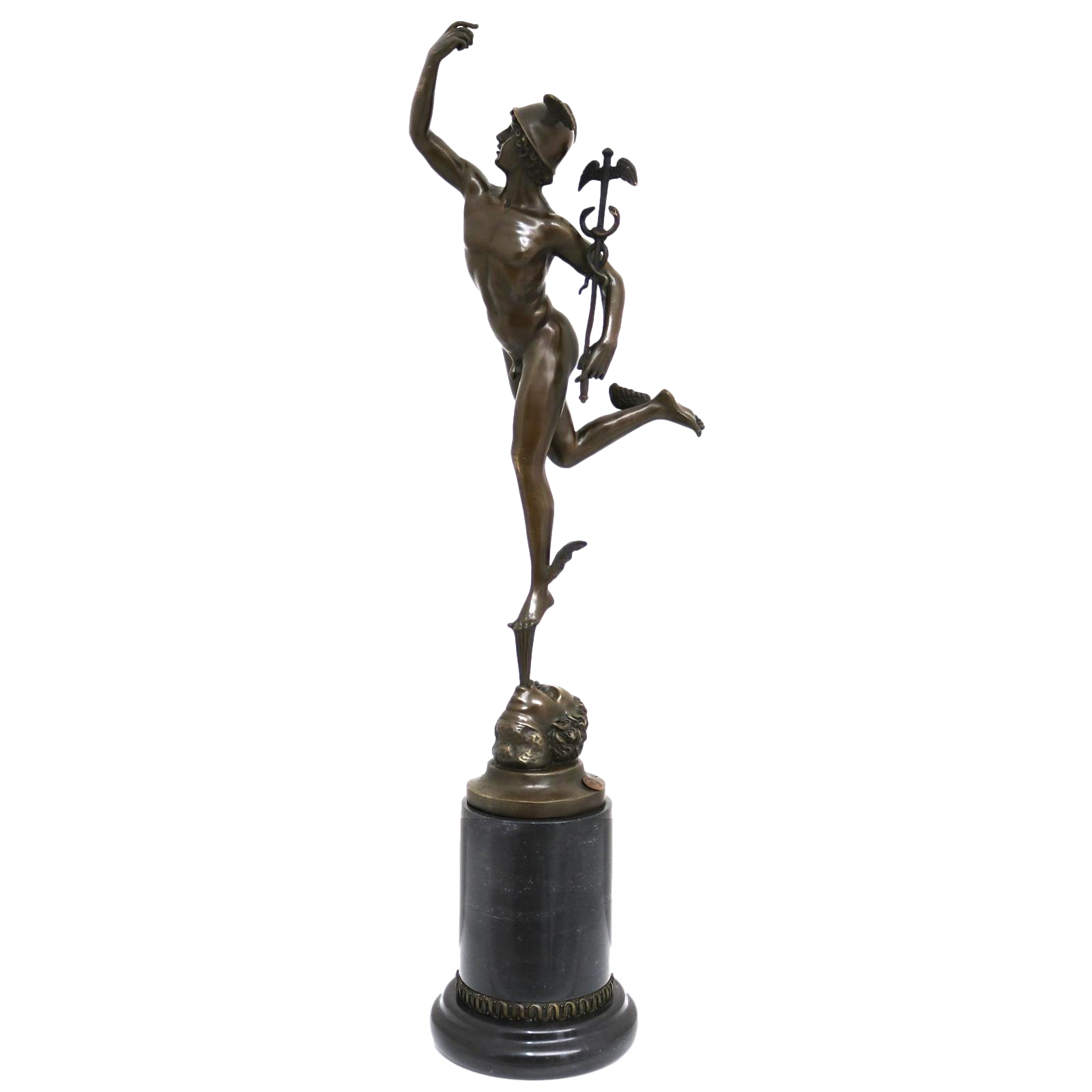 BR-108-Kamera-1 Bronzeskulptur Skulptur Hermes Merkur nach Giambologna Figur Antik-Stil Replik