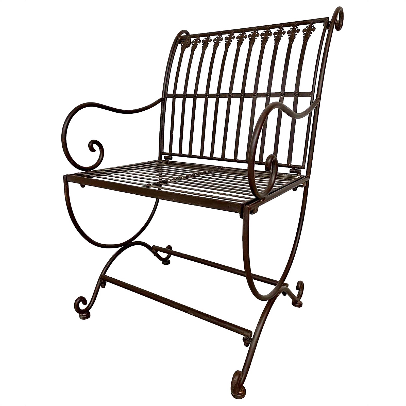 RZ-15-10 Gartenstuhl Stuhl Gartenmobiliar Nostalgie Eisen 87cm braun Antik-Stil