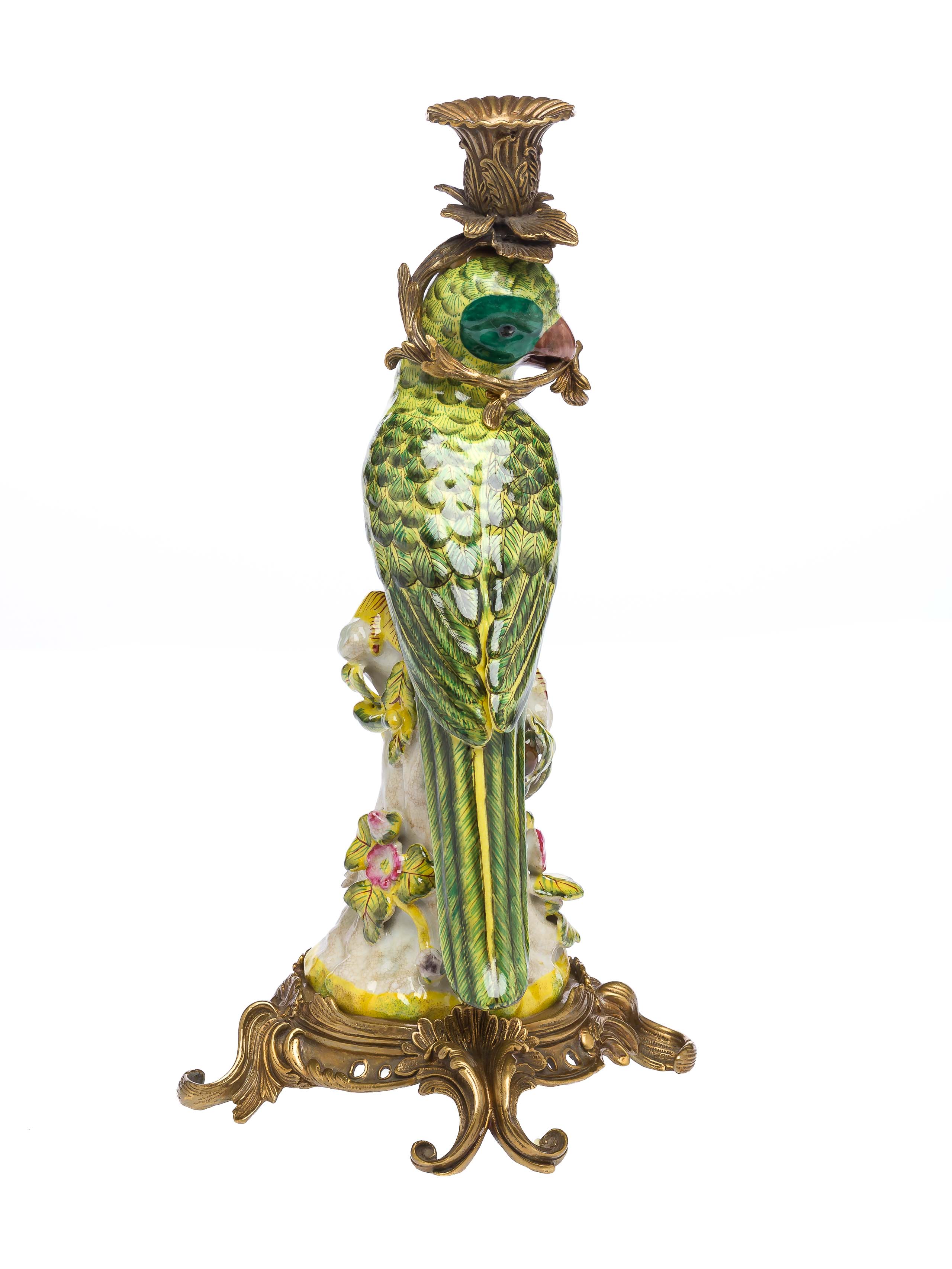 PT-89-PT-90-4 Paar Papagei Kerzenständer Porzellan antik Stil Kerzenleuchter 37cm candlestick
