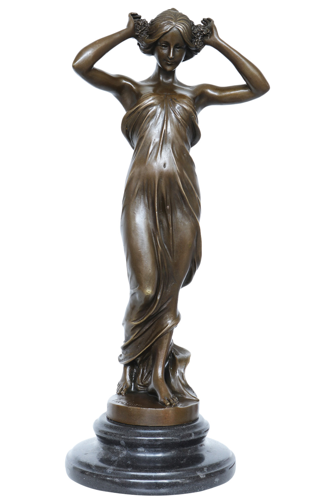 Bronzeskulptur Nymphe Frau im Antik-Stil Bronze Figur 34cm