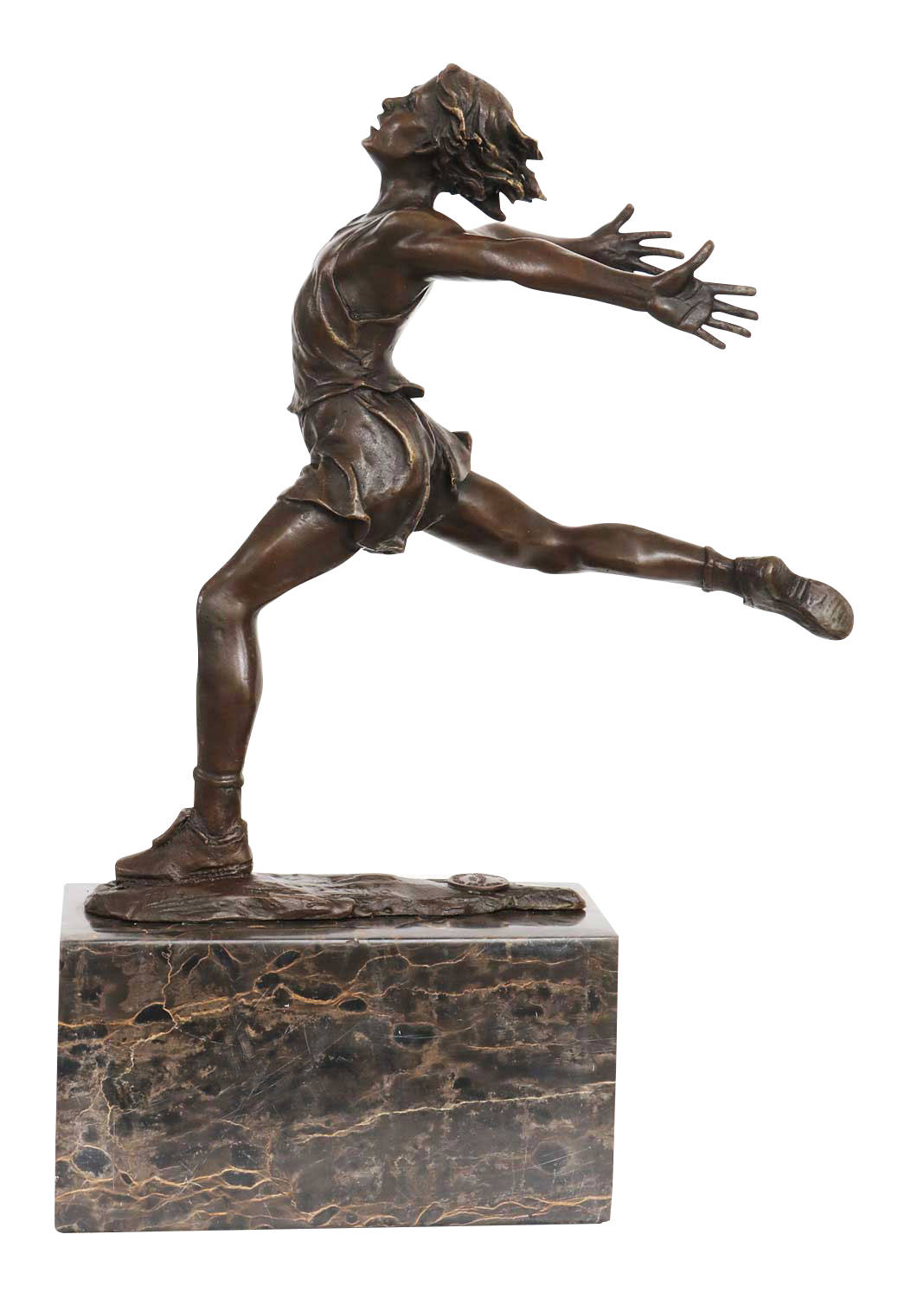Bronzeskulptur Läufer 28cm Bronze Leichtathletik Statue Bronzefigur Antik-Stil