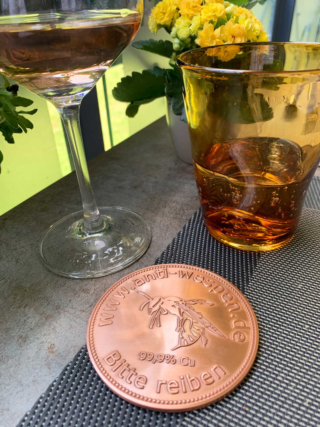 aubaho-anti-wespe1-1 Anti-Wespen Schreck Biene Untersetzer Medaille Abwehr Kupfer Gesundheit Schutz
