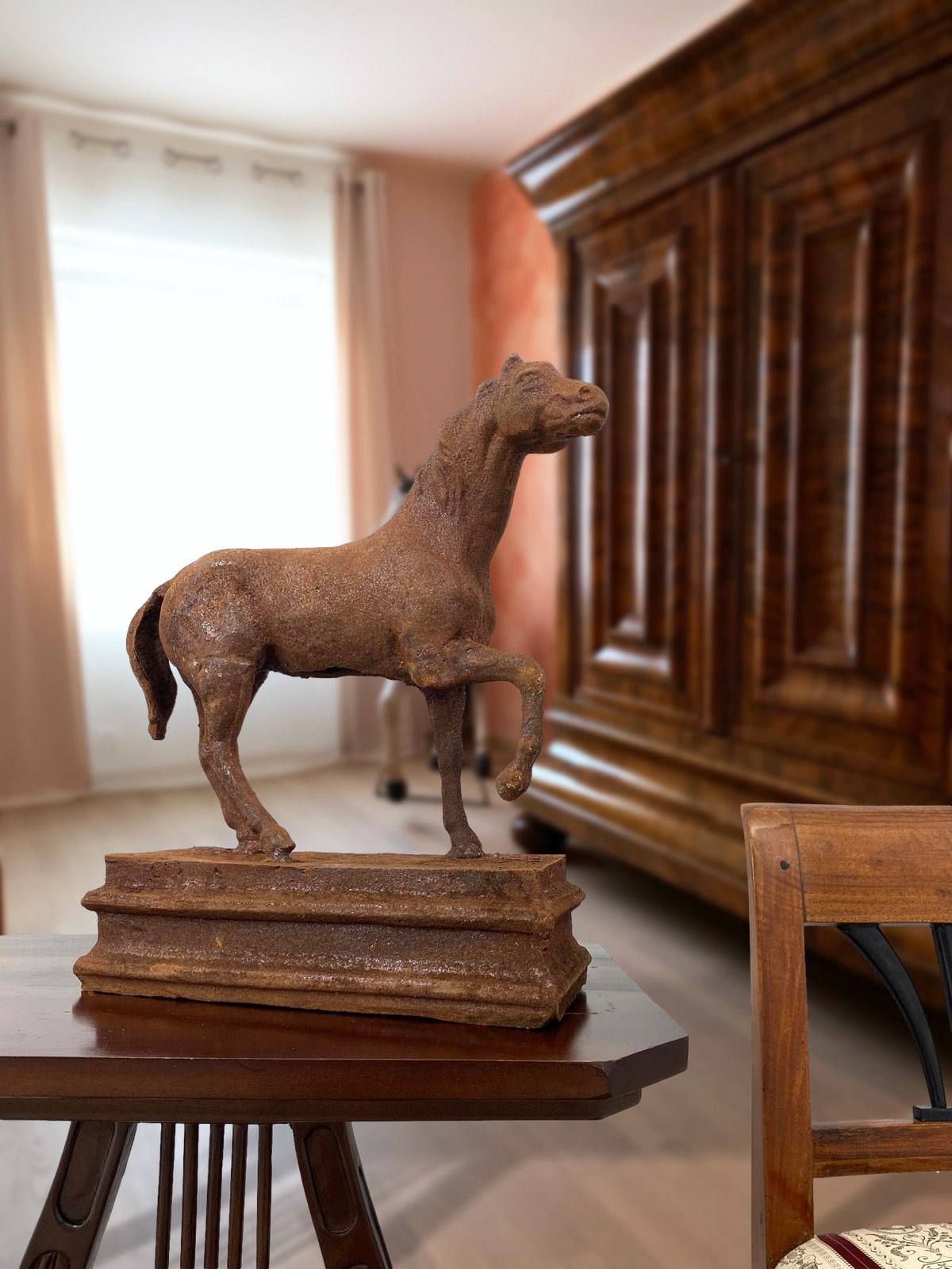 aubaho-gorse14-links-6hdJHAUTqTsm4E Gartenskulptur links Pferd Skulptur Figur Garten Eisen Antik-Stil - 38cm