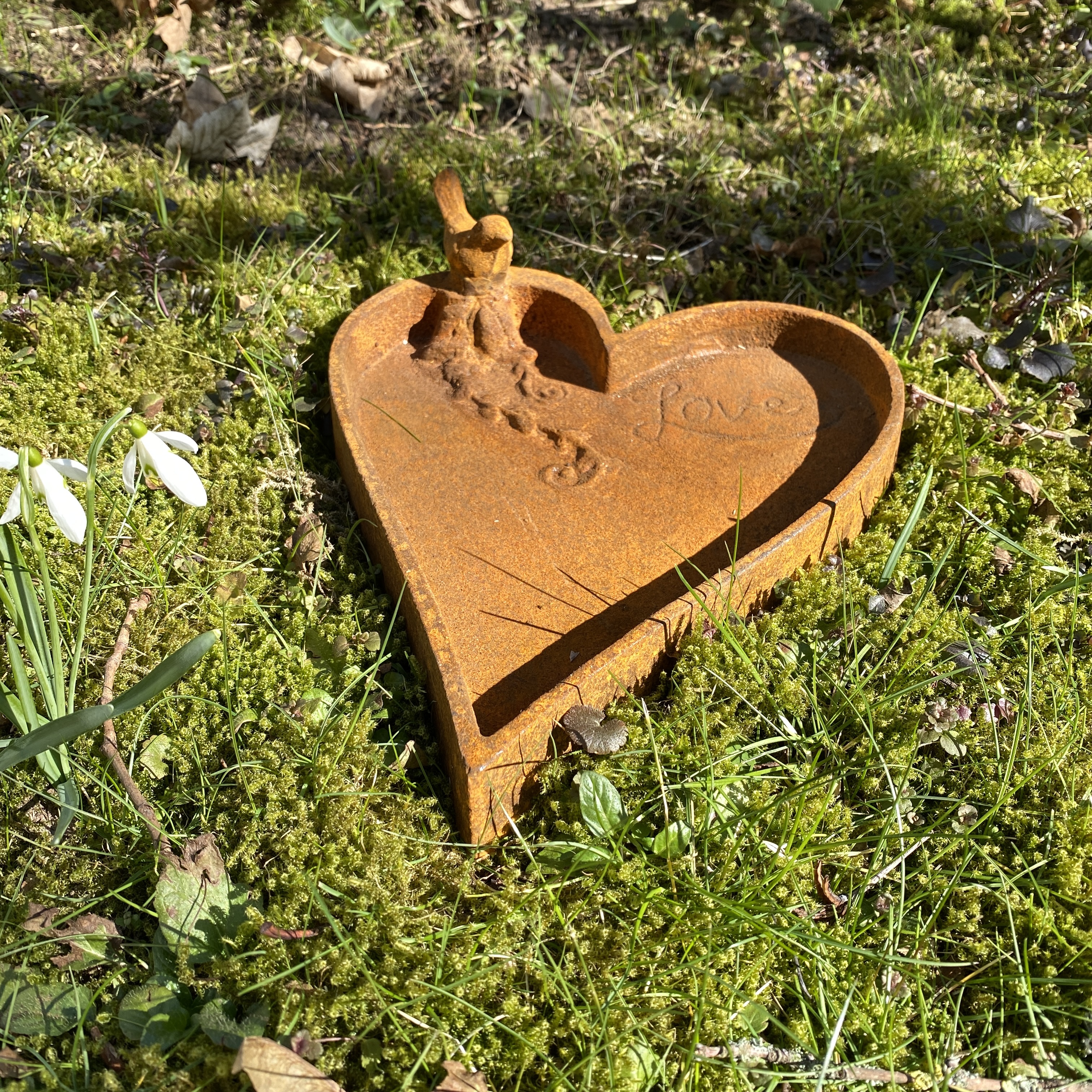 aubaho-IZ-2268-10 Schale Vogeltränke Herz Liebe Vogelbad Eisen Garten Dekoration Antik-Stil Love