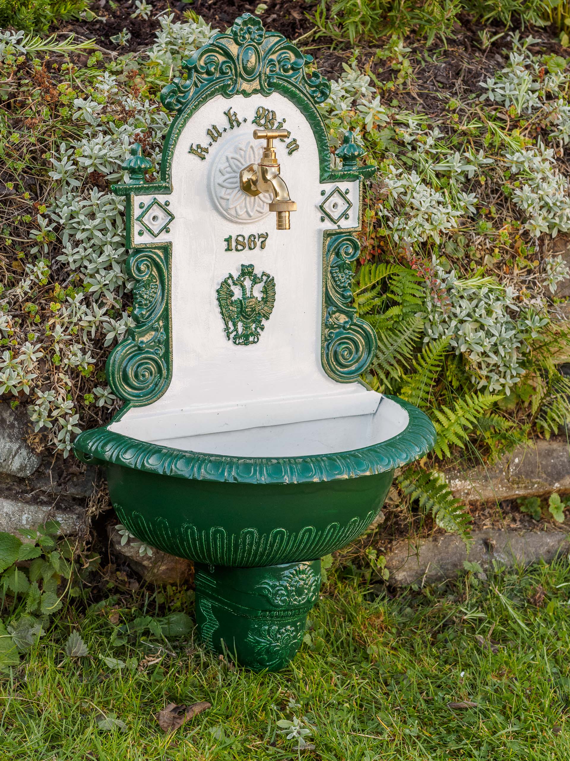 2015-11-07_Auktionshaus_01656729b557d562 Waschbecken Brunnen Wandbrunnen 72cm Alu Garten im antik Stil fountain garden