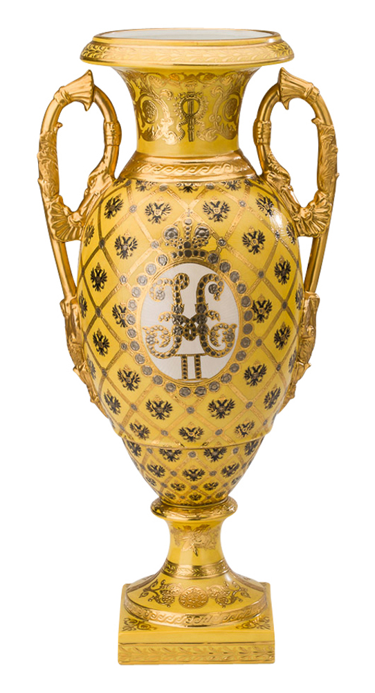 im-porzellan62 Vase Porzellan 54cm Henkelvase Amphore Russland Adler Antikstil porcelain