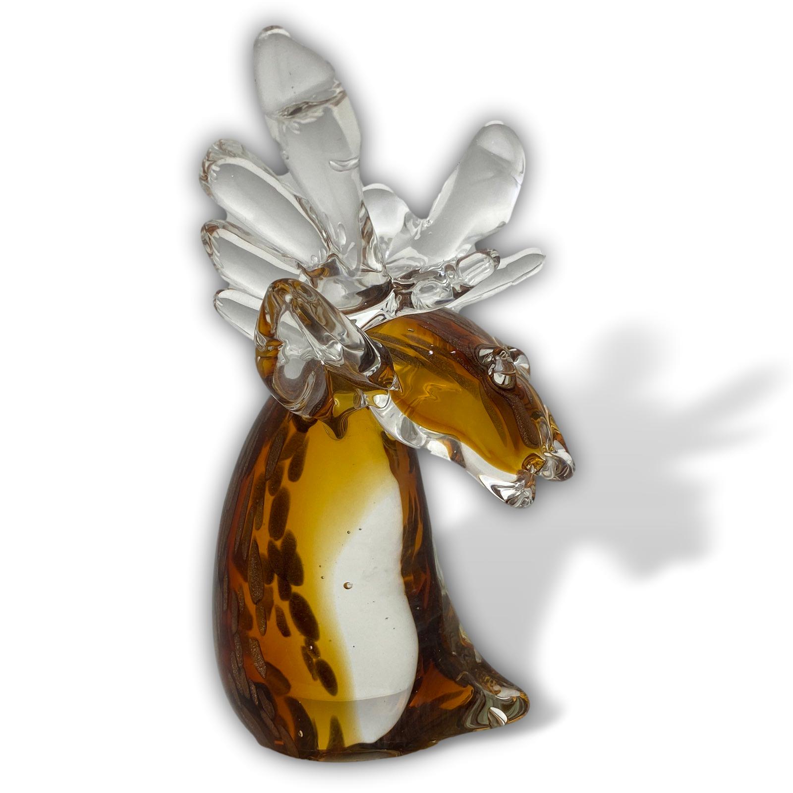 Glasfigur Figur Skulptur Hirsch Glas Glasskulptur im Murano Antik-Stil - 15cm