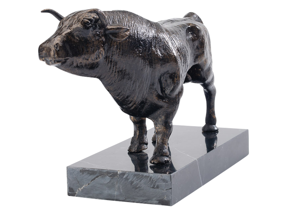 Stier Skulptur aus Eisen 4,3 Kg Figur Bulle antik Stil sculpture bull iron