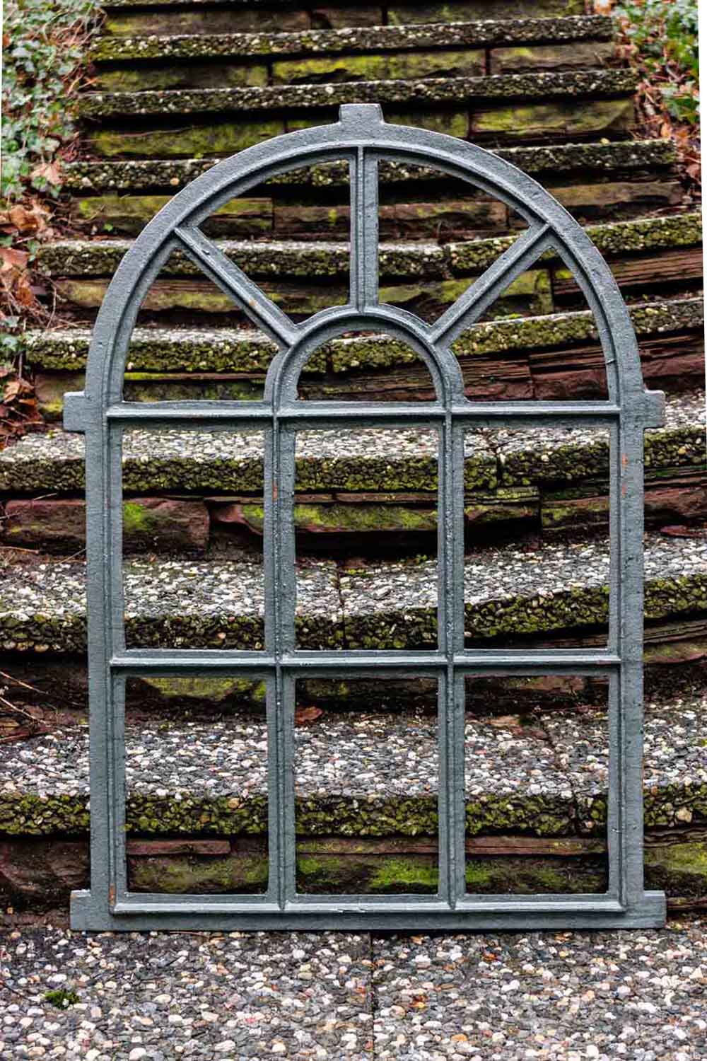 aubaho-F15-G-5 Fenster grau Stallfenster Eisenfenster Scheunenfenster Eisen 92cm Antik-Stil (z)