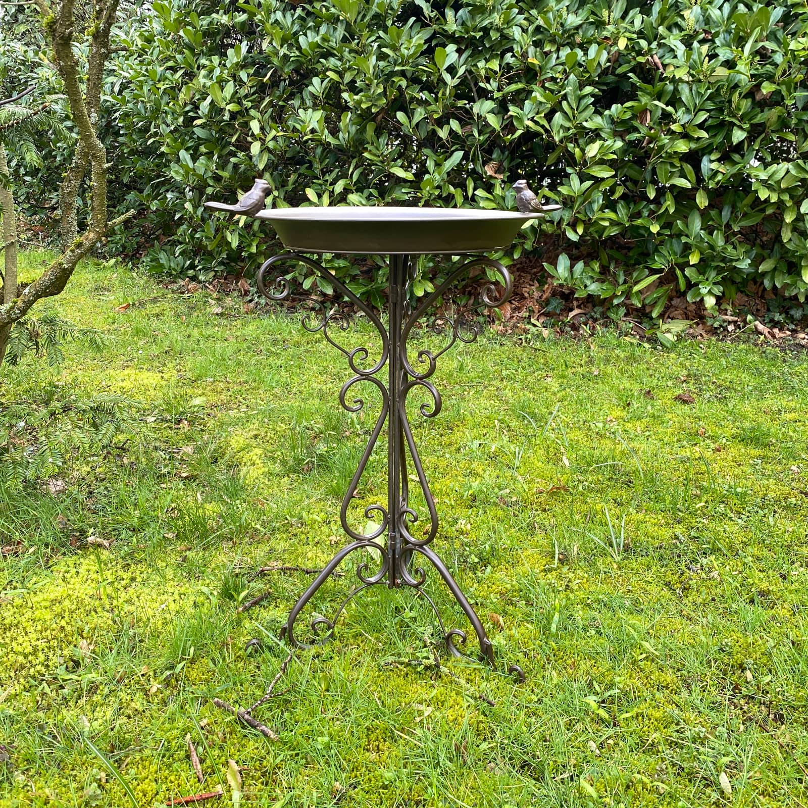 200YA47-13 Vogeltränke Vogelbad Garten Vogelbecken Vogel Tränke aus Metall 75cm braun