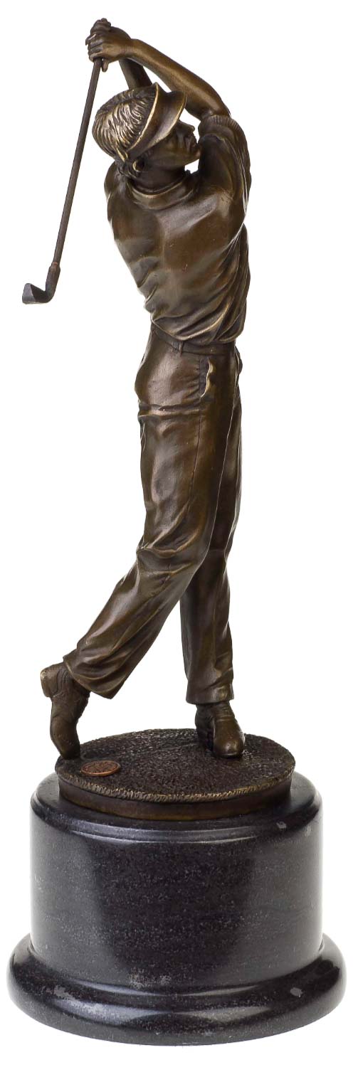 BR-168-04 Bronzeskulptur Antik-Stil Golf Golfer Mann Abschlag Bronze Figur Statue - 38cm