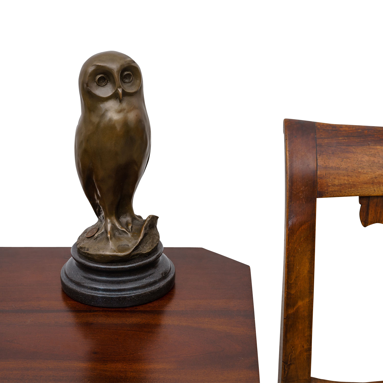 VG-76-8 Bronzeskulptur Eule Uhu Vogel Bronze Bronzefigur Figur Skulptur 27cm