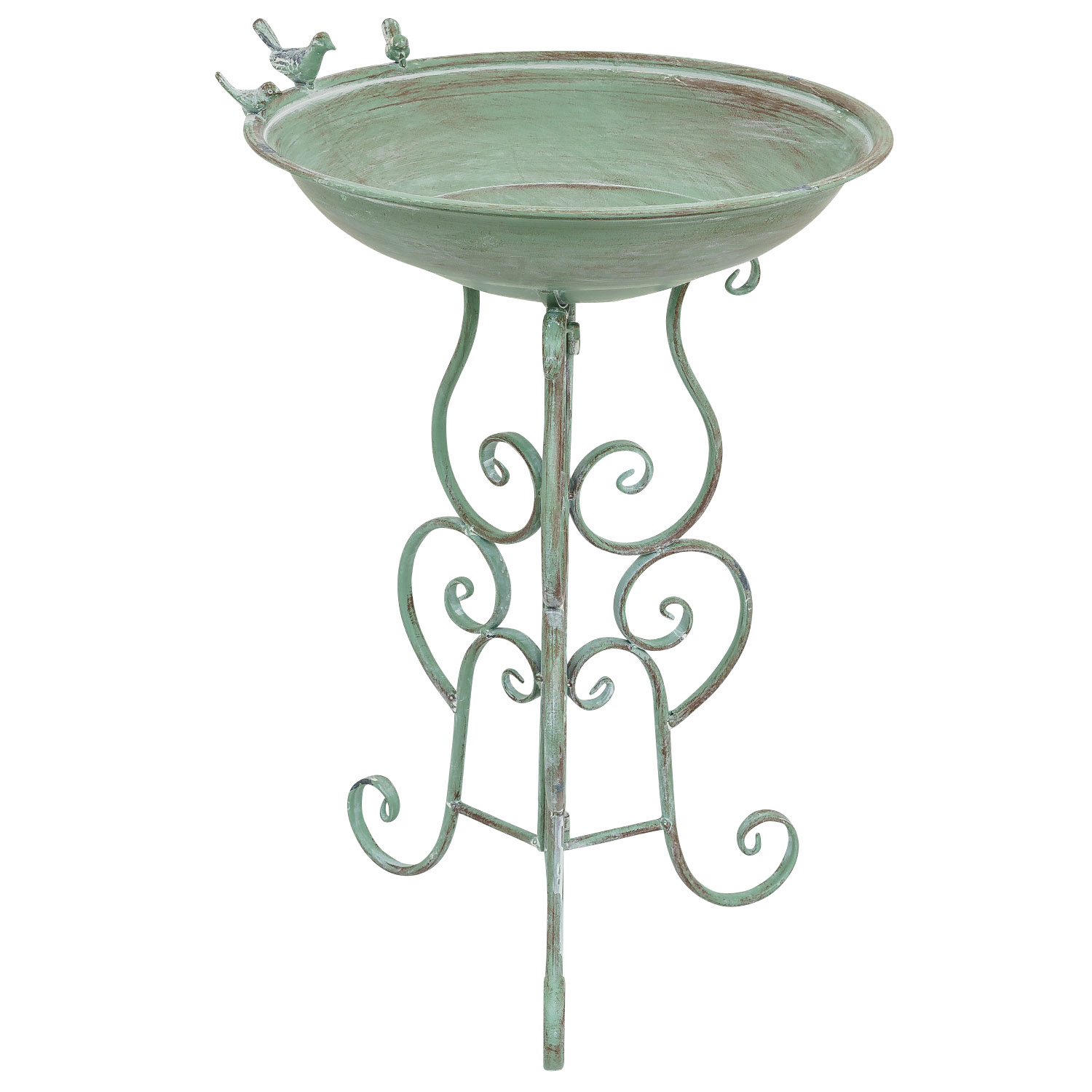 TZ-94-3 Vogeltränke Vogelbad Vogelbecken Garten Vogel Tränke Metall Antik-Stil grün 76cm